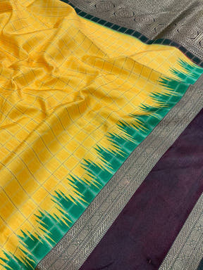Opulent Soft Silk Satin Chex Saree