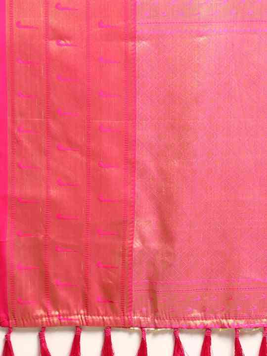 Pink Colour Pure Organza Banarasi Zari Print Saree 
