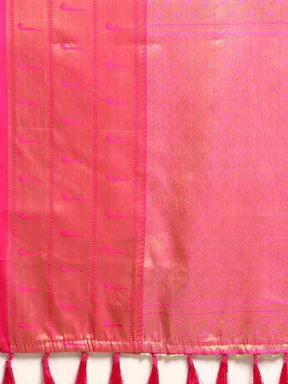 Pink Colour Pure Organza Banarasi Zari Print Saree 