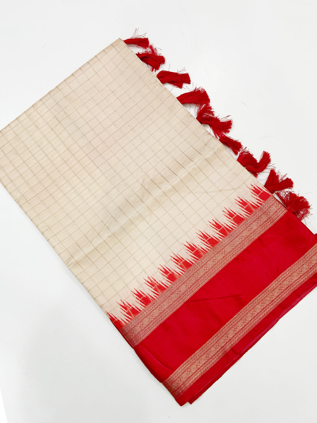 Artistic Soft Silk Satin Chex Saree