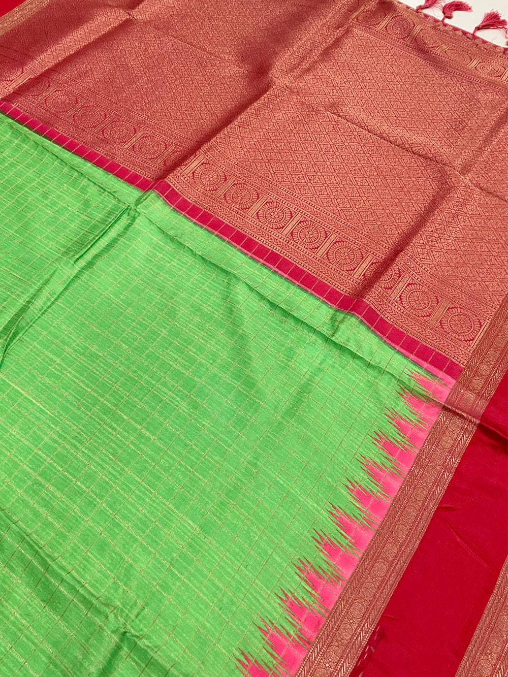 Heritage Soft Silk Satin Chex Saree