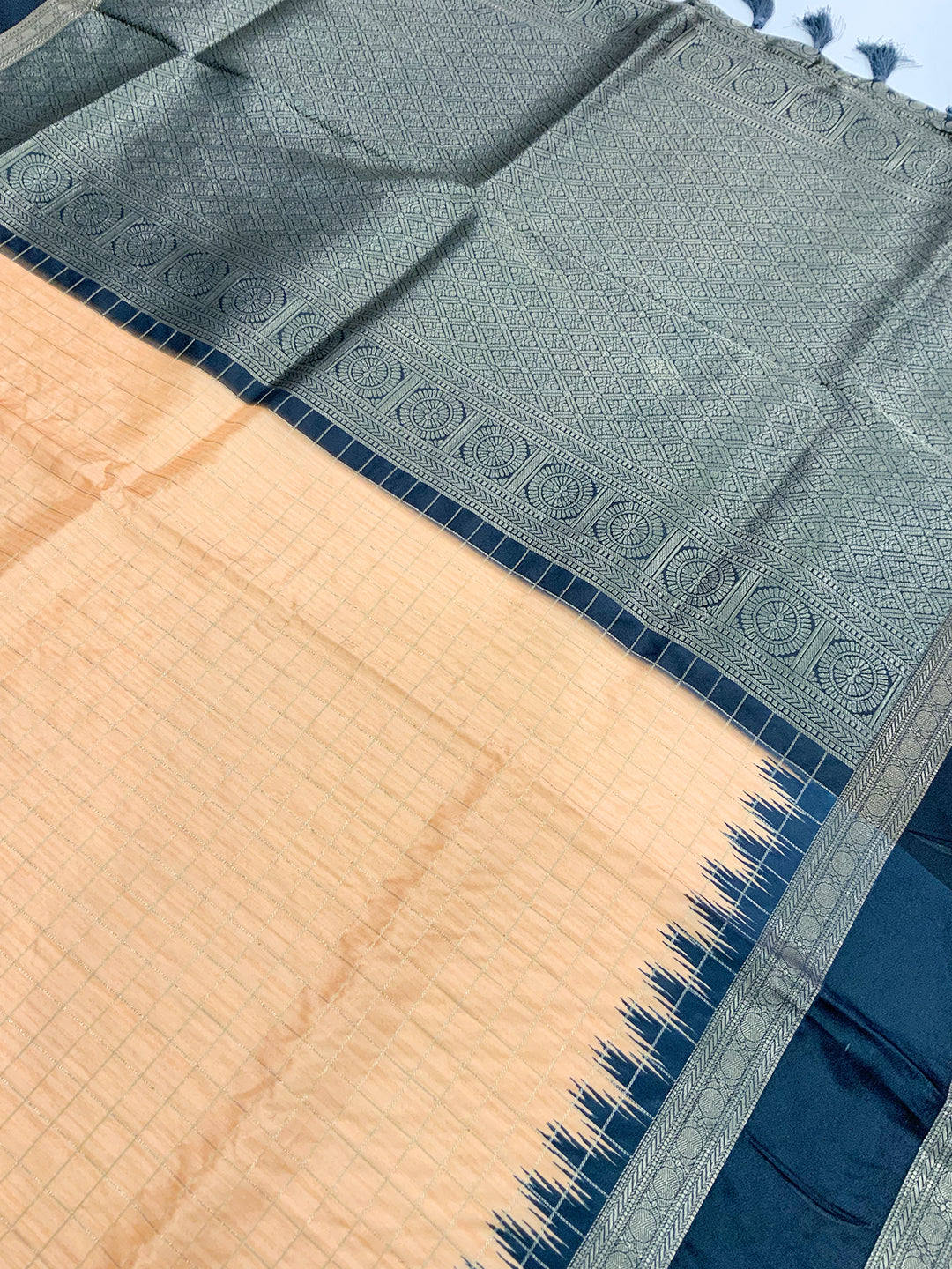 Graceful Soft Silk Satin Chex Saree