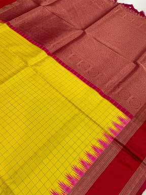 Elegant Soft Silk Satin Chex Saree