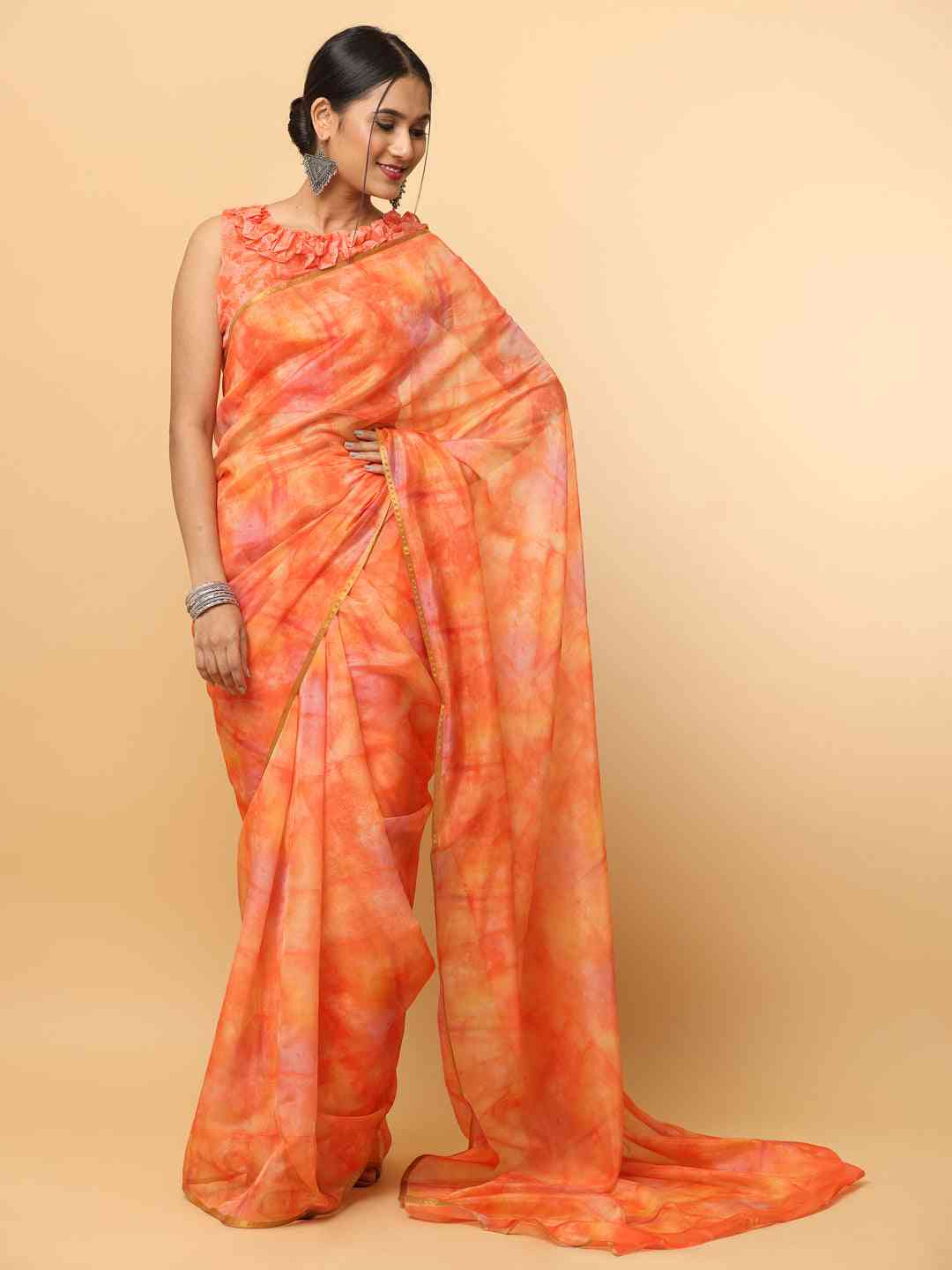  Batik Print Chanderi Silk Designer Saree 