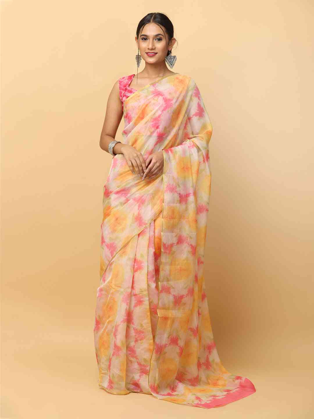  Batik Print Chanderi Silk Designer Saree 