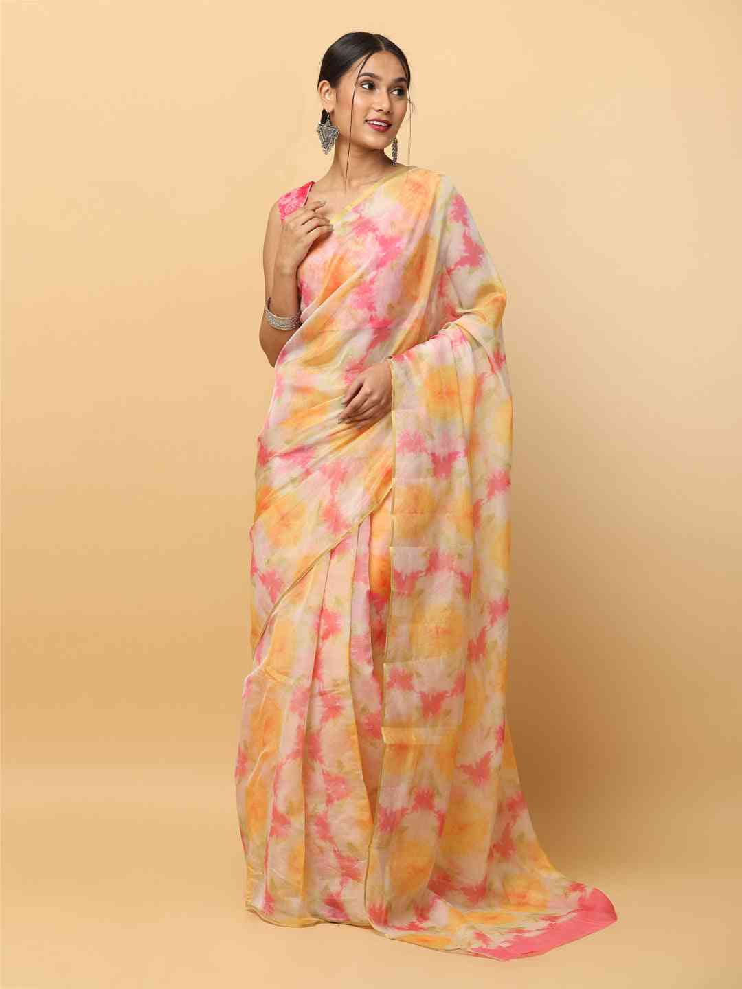  Batik Print Chanderi Silk Designer Saree 