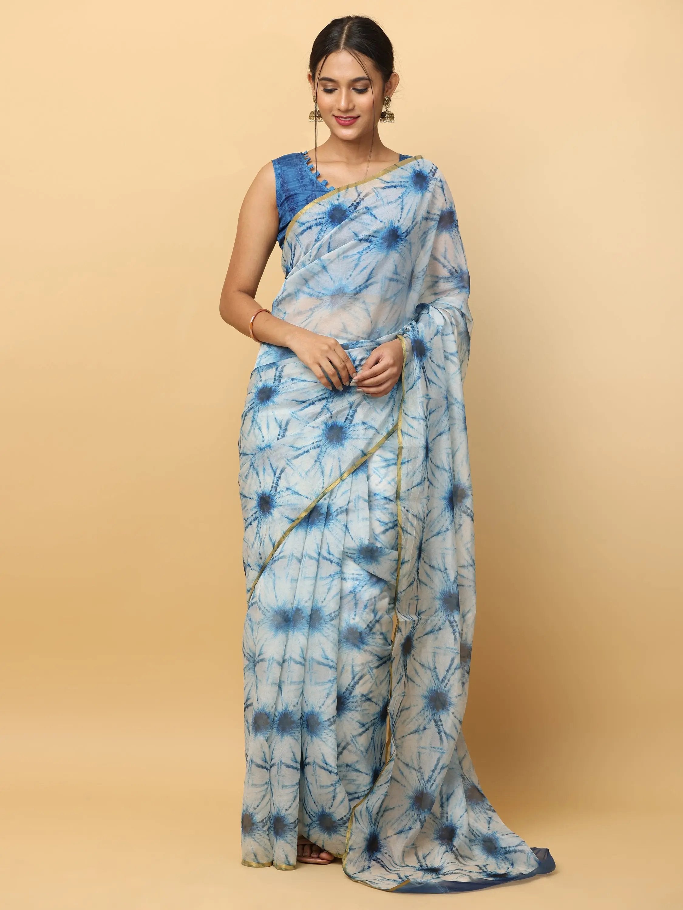 Batik Print Chanderi Silk Designer Saree