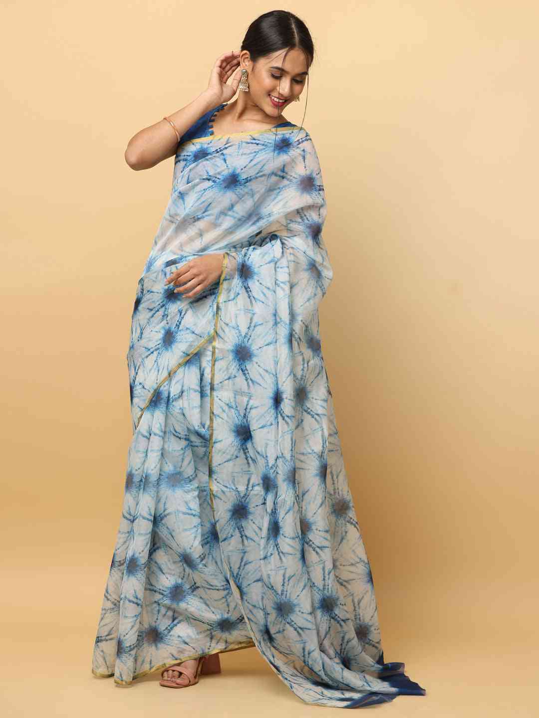 Batik Print Chanderi Silk Designer Saree