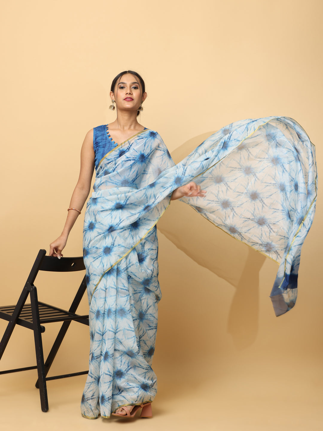 Batik Print Chanderi Silk Designer Saree