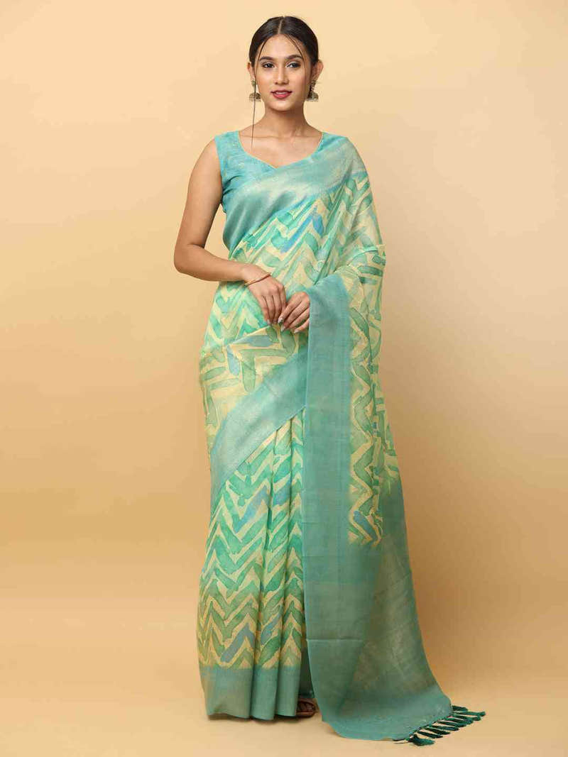 Beautiful Slub Silk Digital Print Party Wear Saree