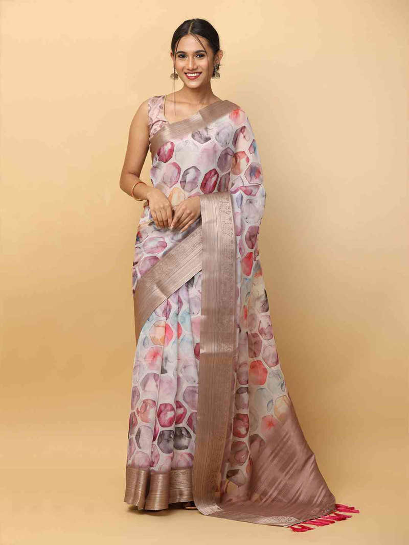 Soft Organza Digital Print Party Wear Saree