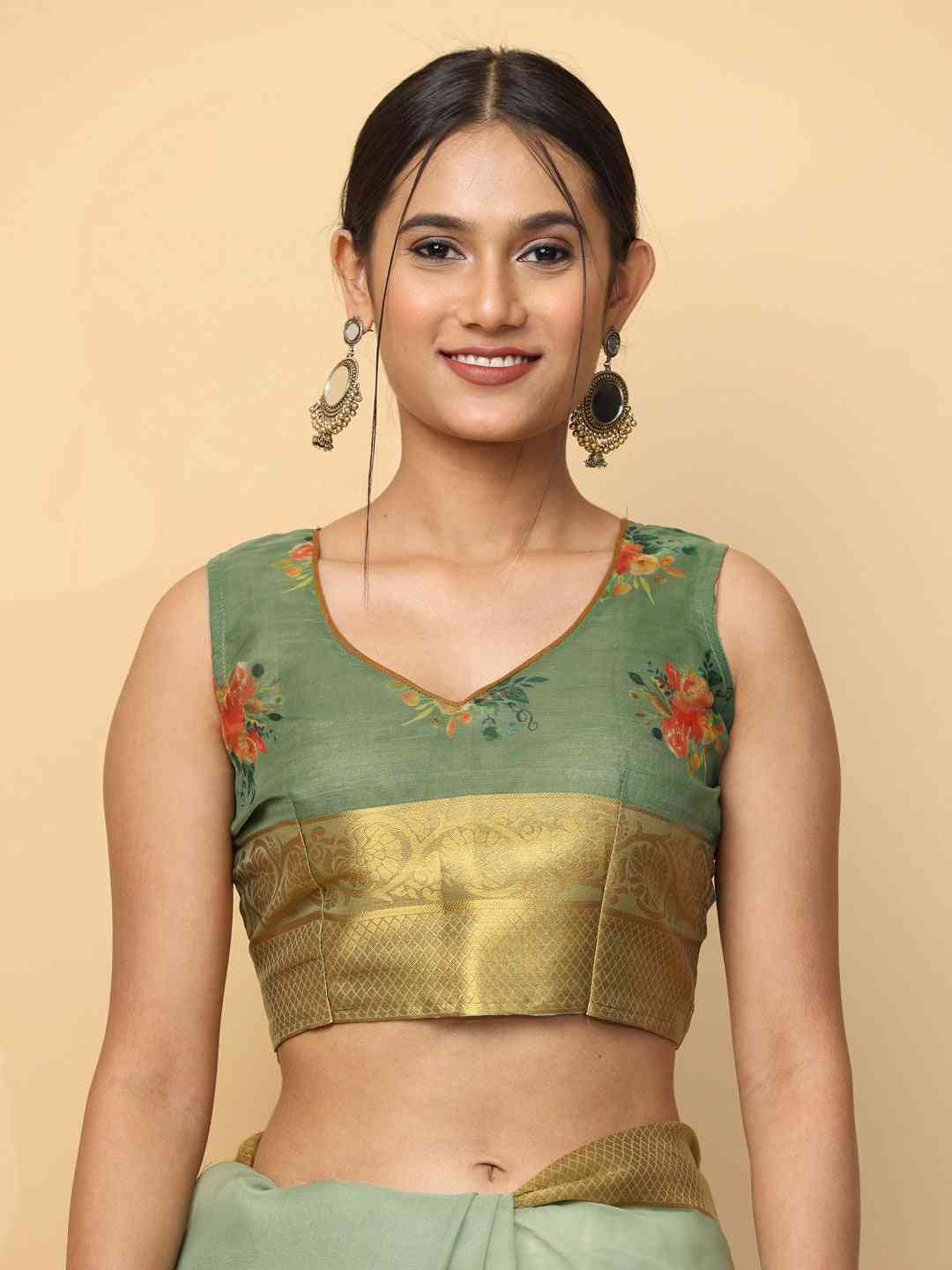 Orgenza Party Wear Saree With Gold Zari Border