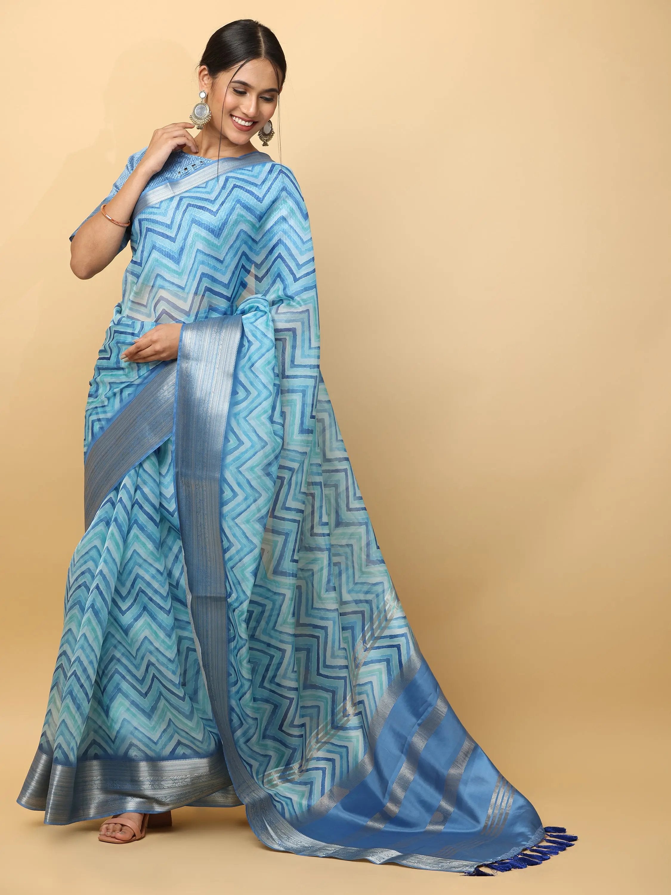  Soft Orgenza With Digital Print Party Wear Saree