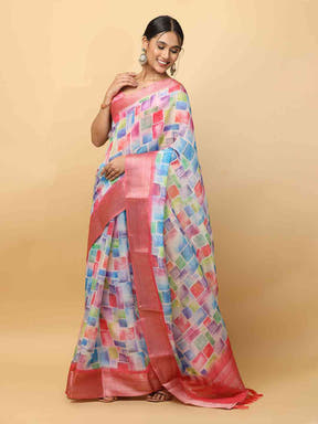  Soft Orgenza With Digital Print Party Wear Saree