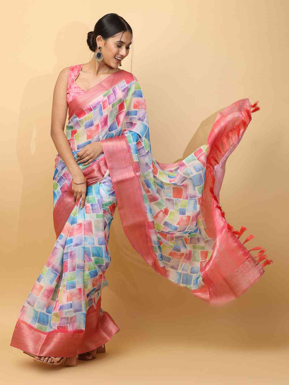  Soft Orgenza With Digital Print Party Wear Saree
