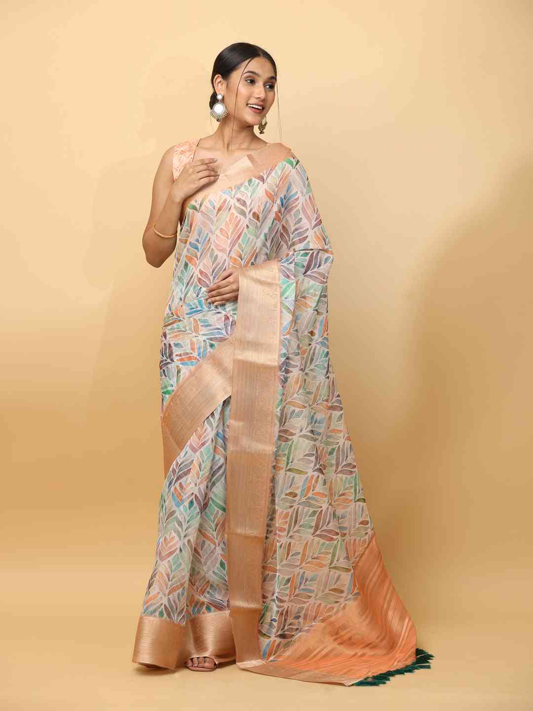  Soft Orgenza With Digital Print Party Wear Saree