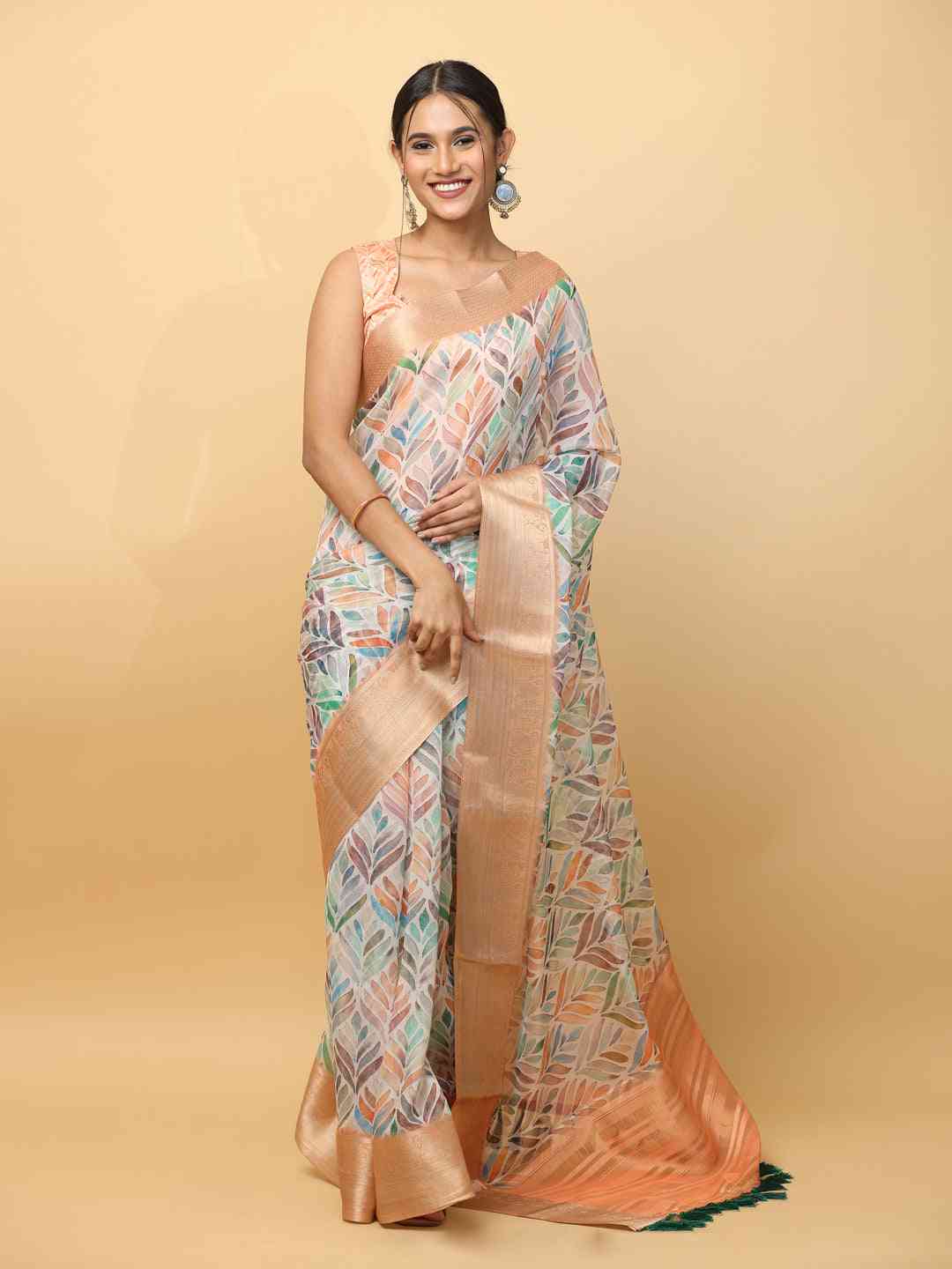  Soft Orgenza With Digital Print Party Wear Saree