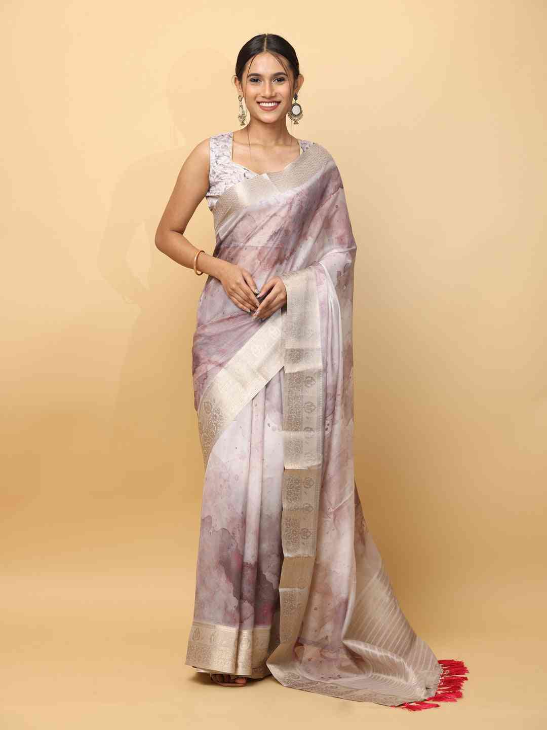 Pure Chiffon Dual Tone Designer Saree 