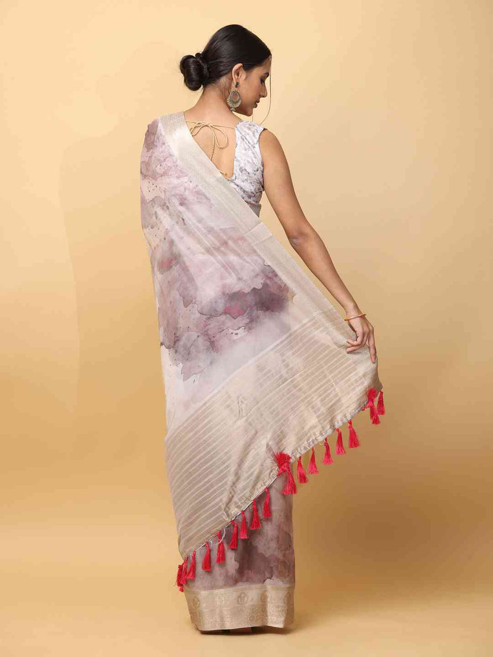 Pure Chiffon Dual Tone Designer Saree 