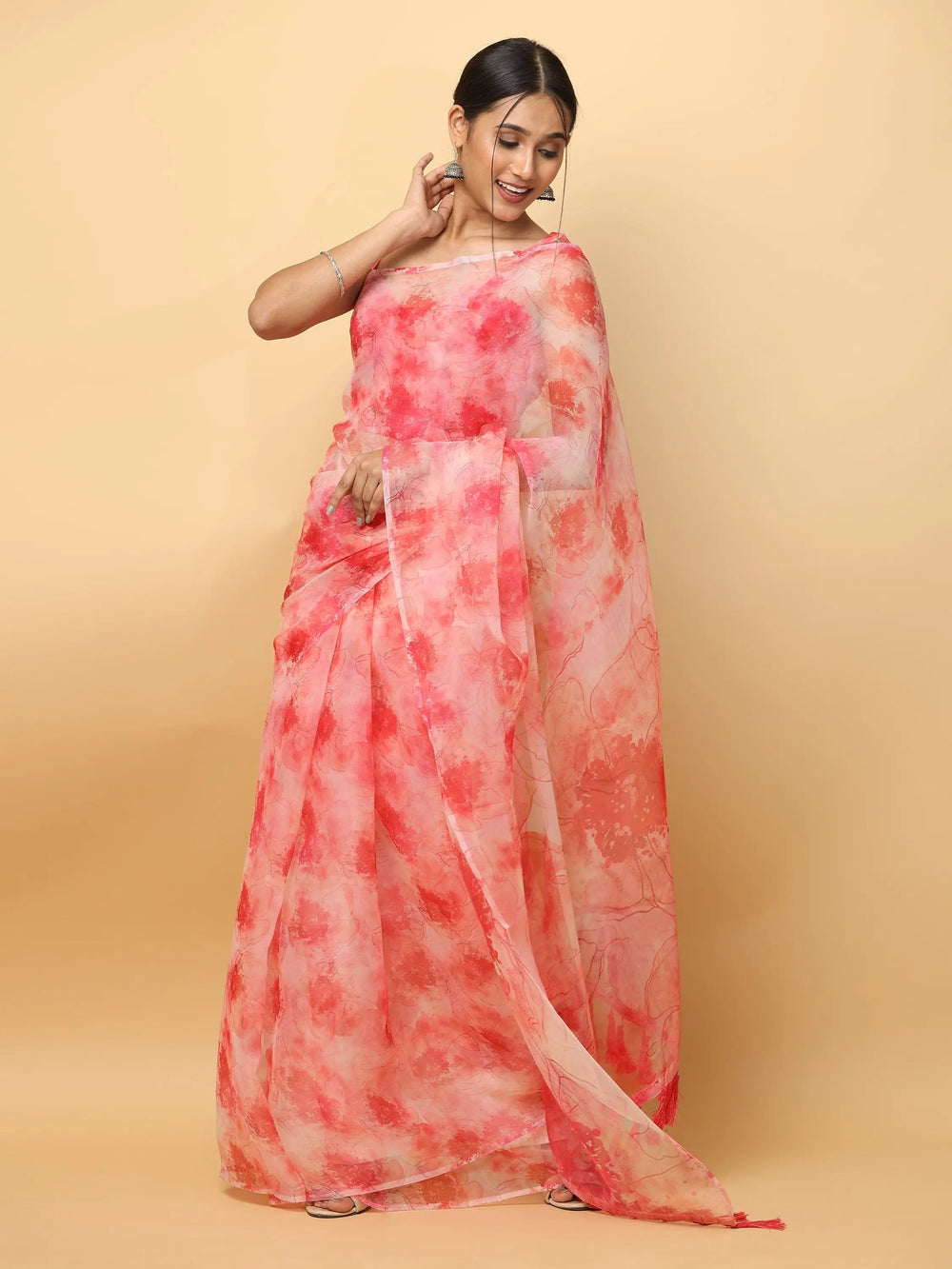 Soft Gadhwal Patti Woven Flower Pichwai Print Banarasi Saree