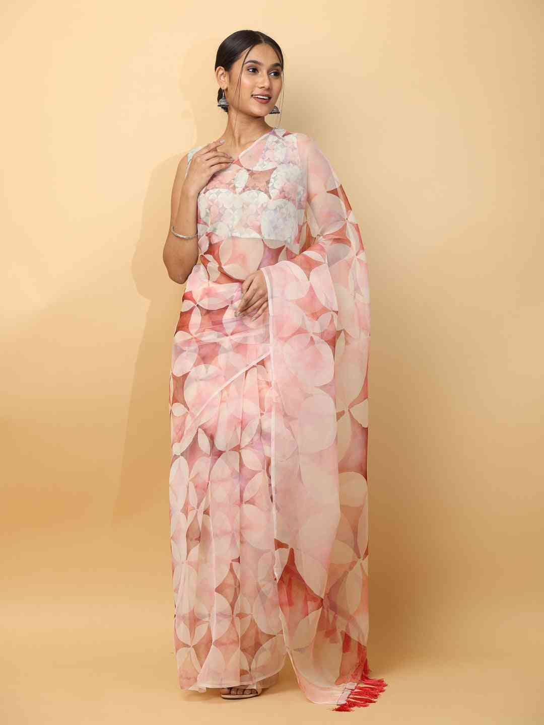 Soft Orgenza Ethnic Motif Digital Print Party Saree