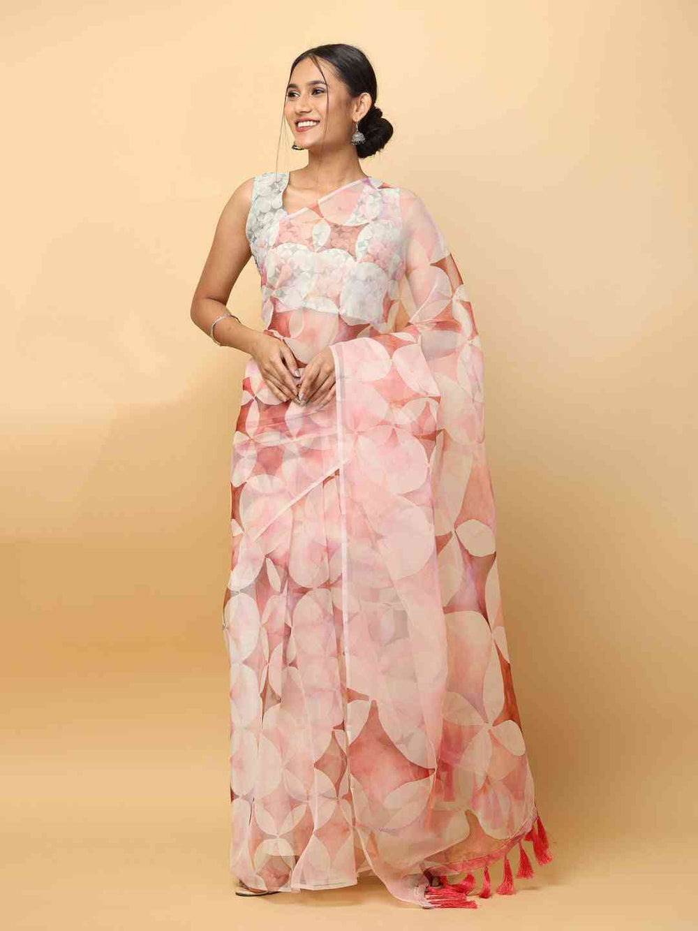 Soft Orgenza Ethnic Motif Digital Print Party Saree