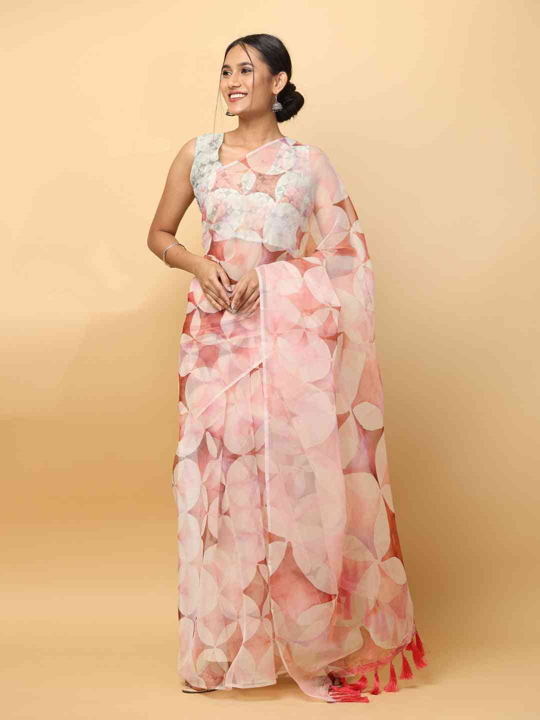 Soft Orgenza Ethnic Motif Digital Print Party Saree