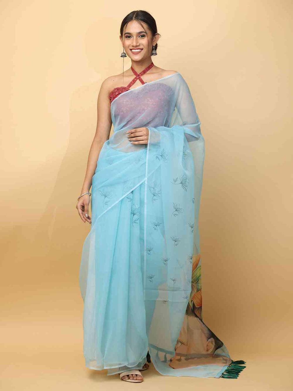 Soft Orgenza Digital Print Party Wear Saree