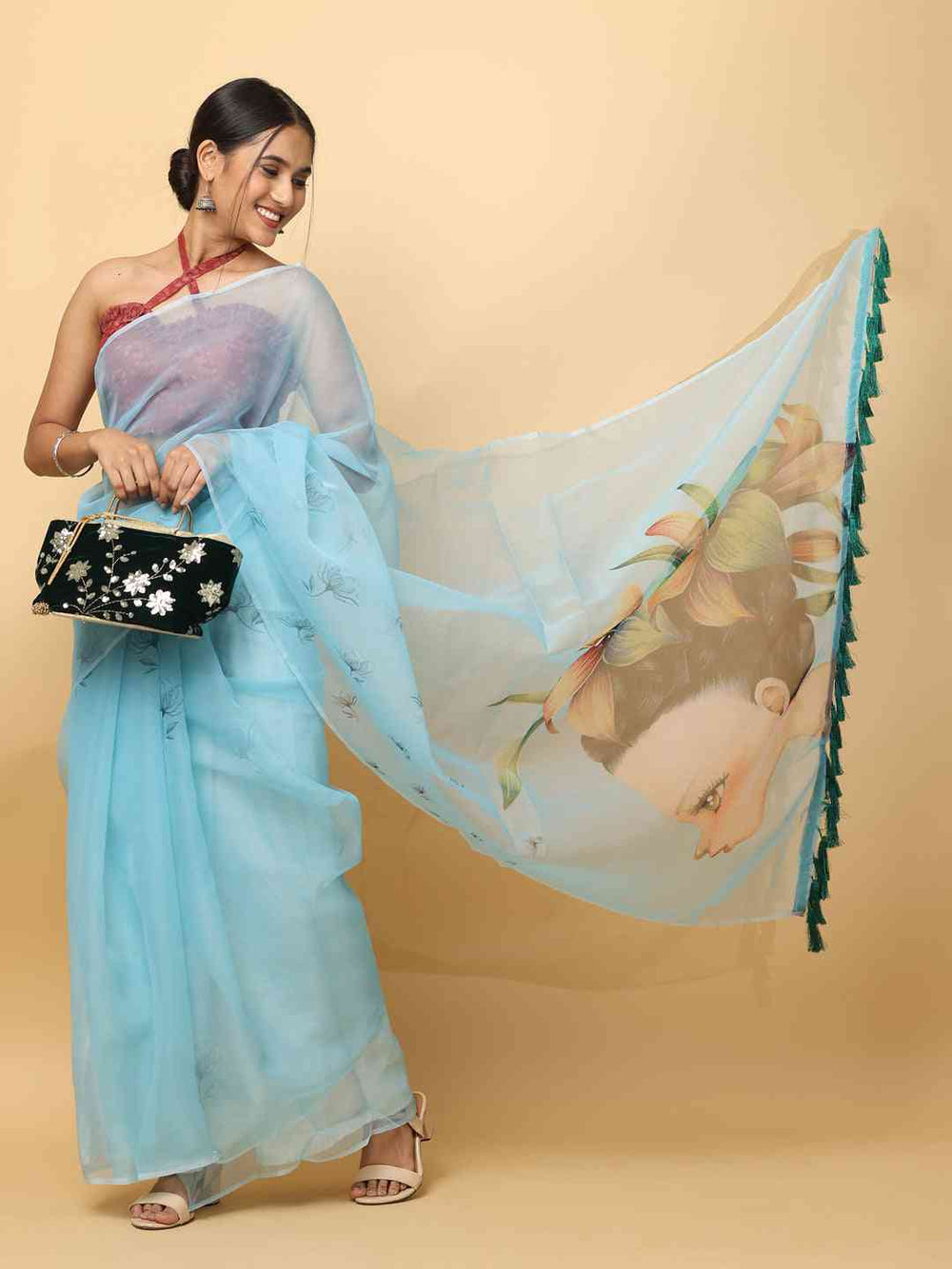 Soft Orgenza Digital Print Party Wear Saree