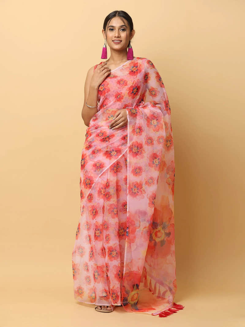 Soft Organza Digital Print Party Wear Saree