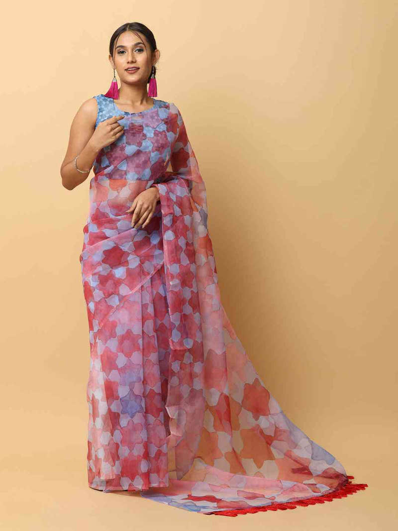 Soft Organza Digital Print Party Wear Saree