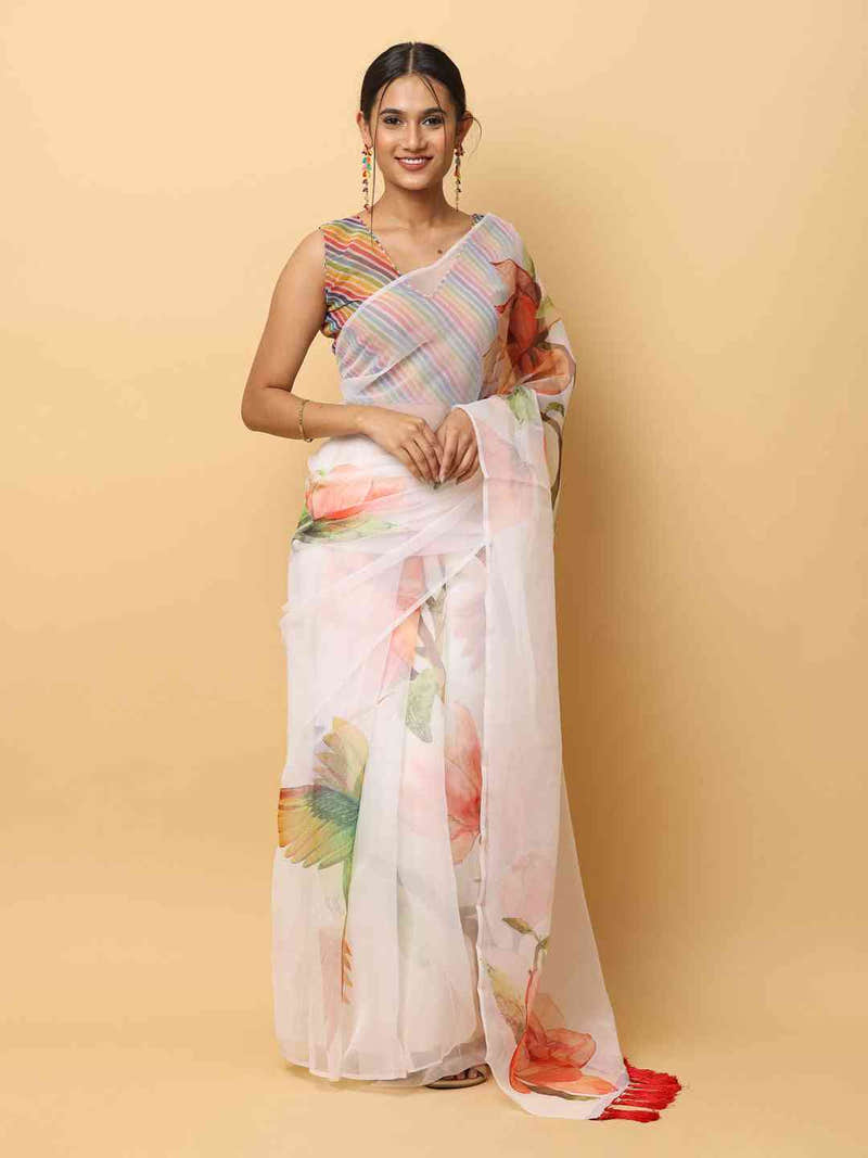 Soft Organza Digital Print Party Wear Saree