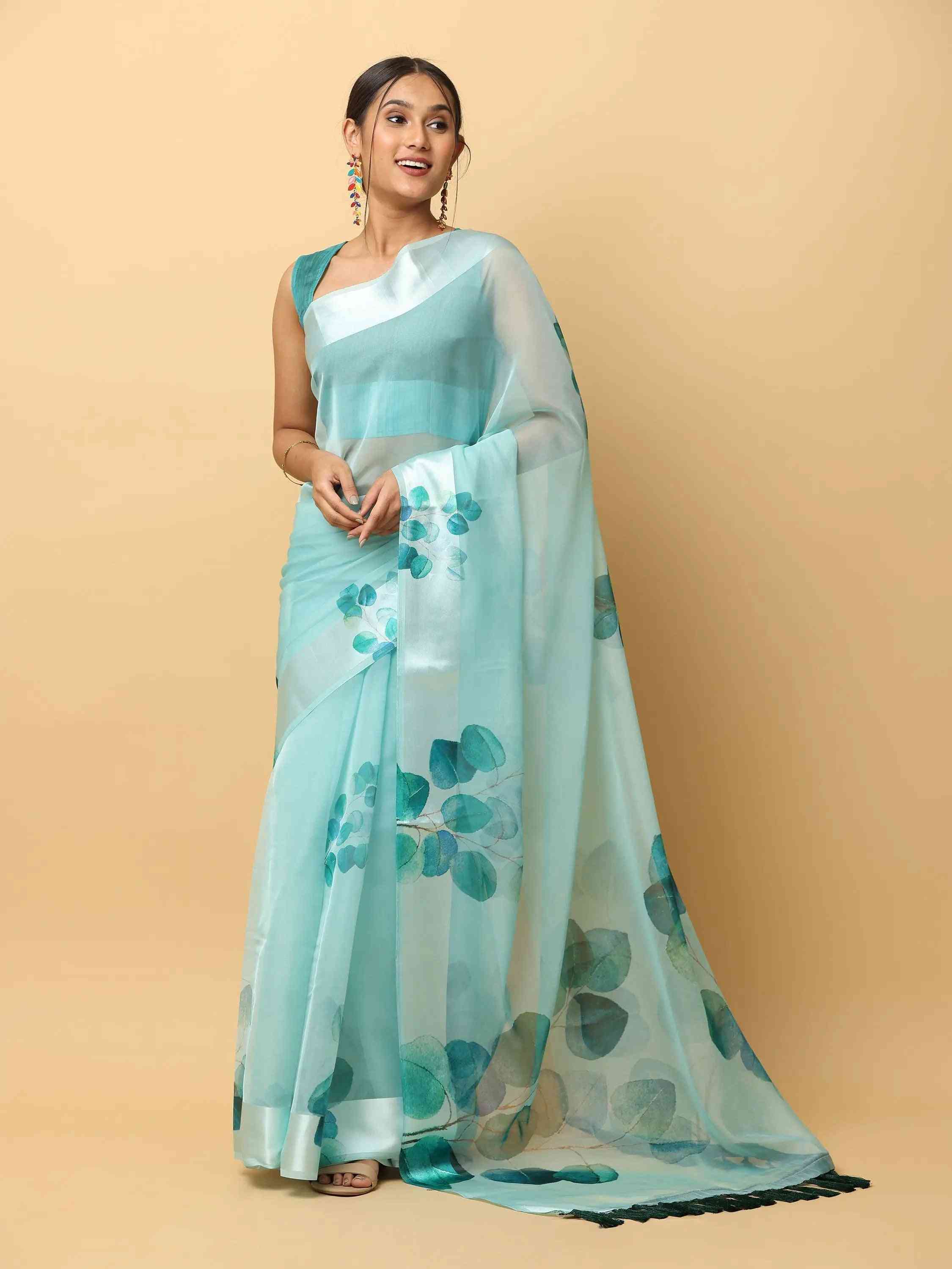 Soft Orgenza Digital Print Party Wear Saree