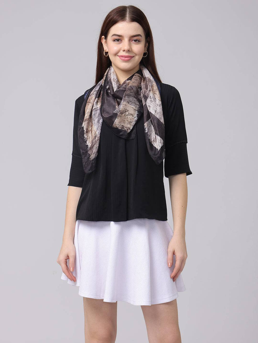 Raven Black Geometric Scarf