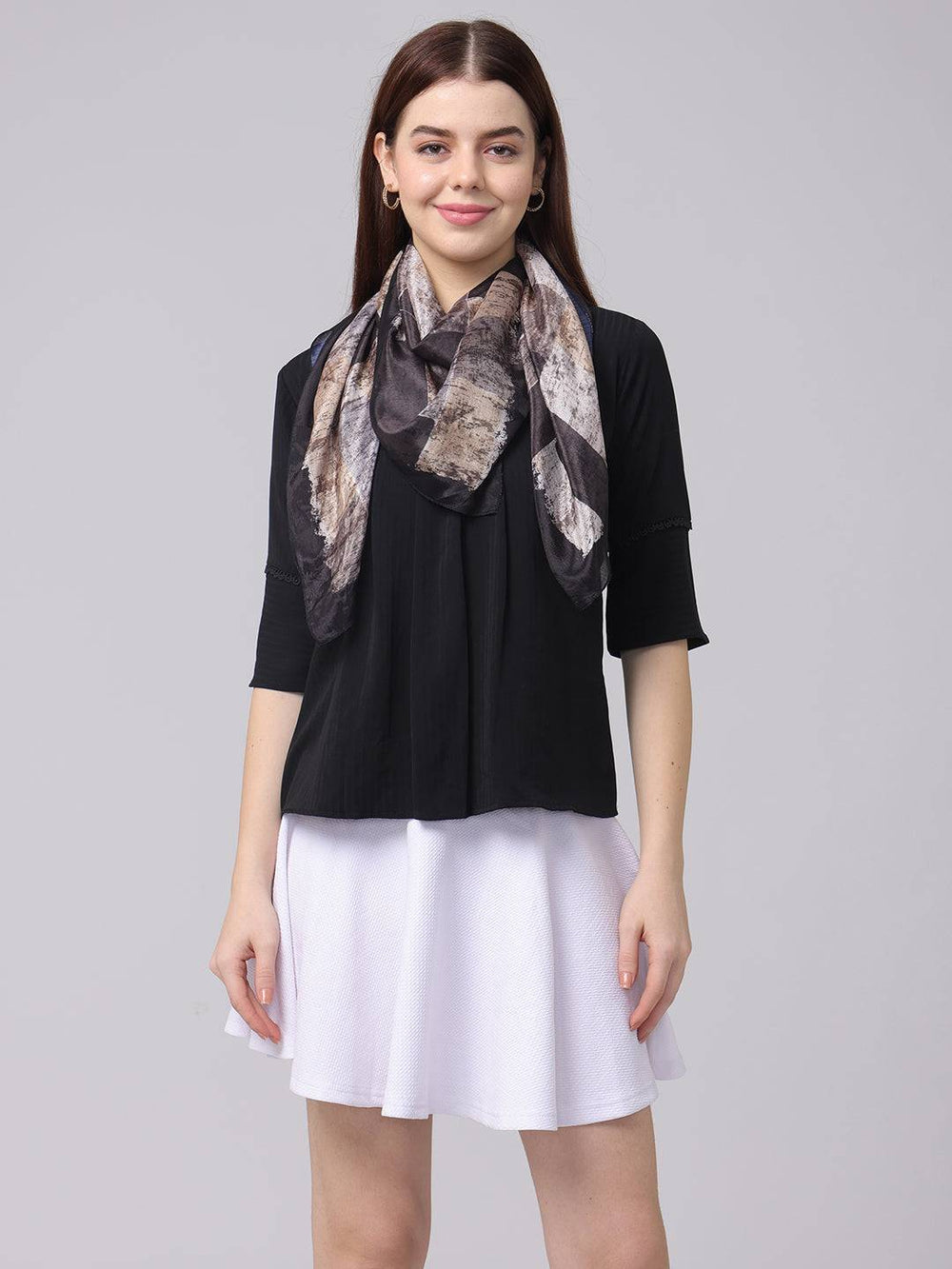 Raven Black Geometric Scarf