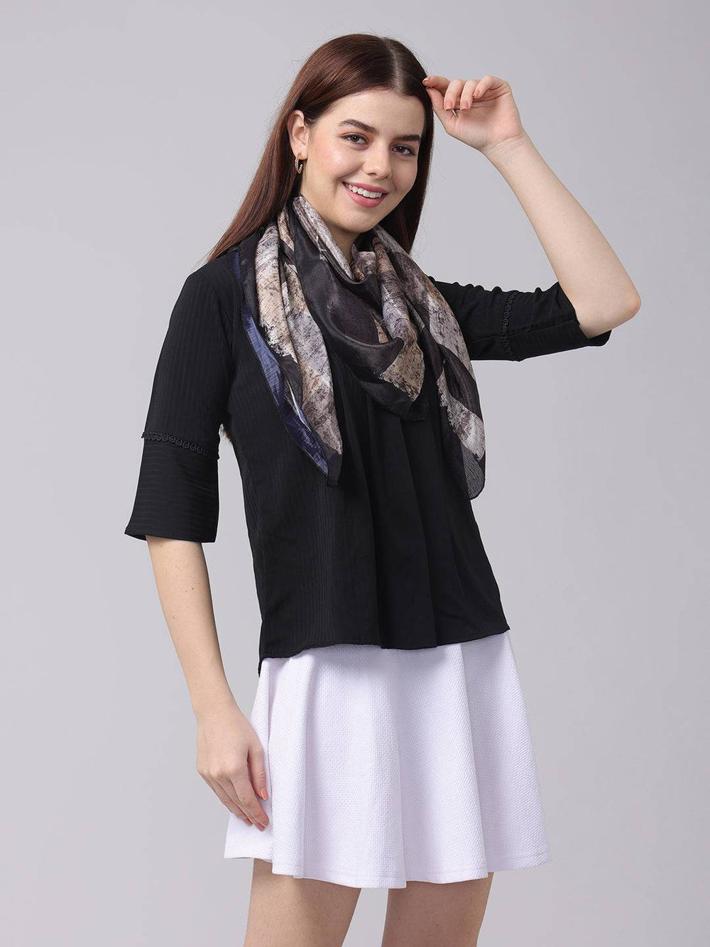 Raven Black Geometric Scarf