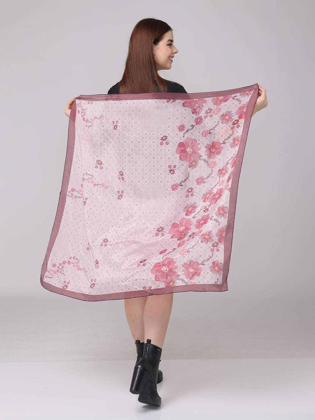 Baby Pink Floral Printed Scarf