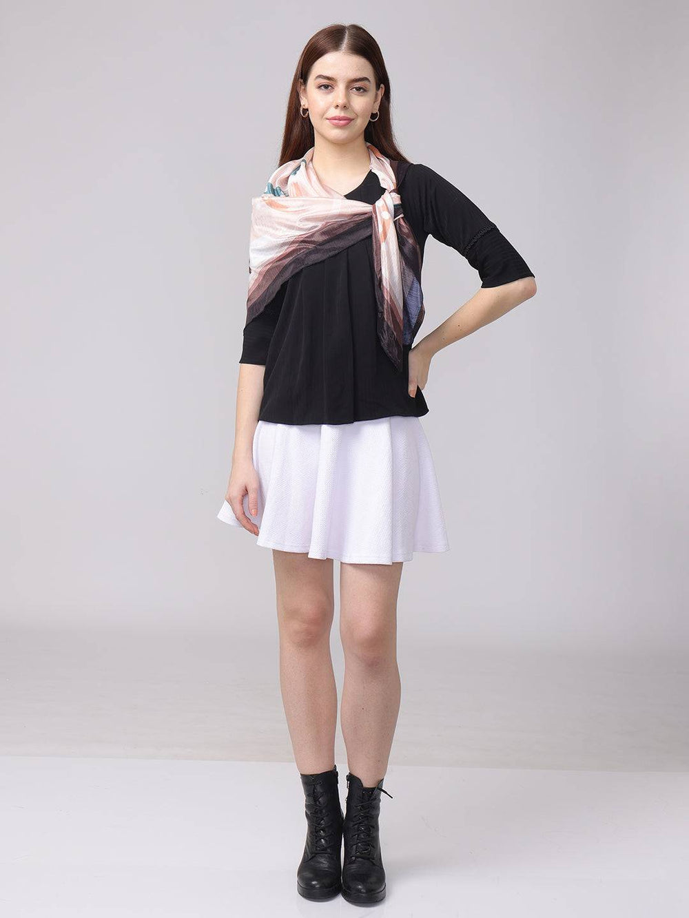 Peach and Teal Abstract Scarf