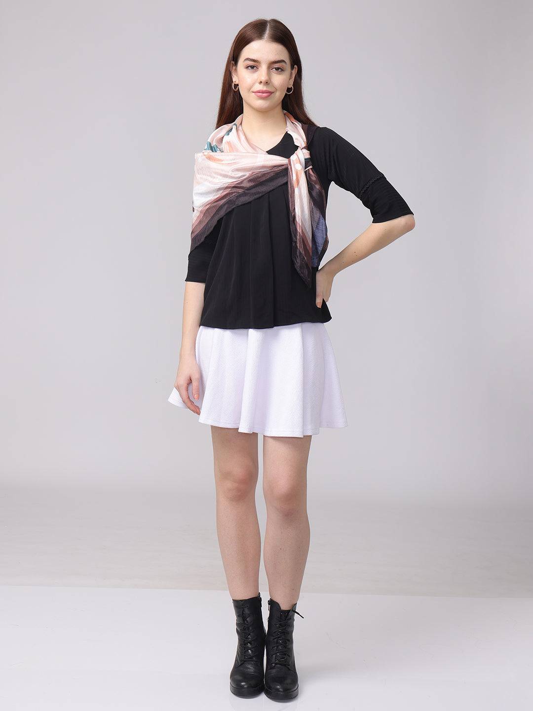 Peach and Teal Abstract Scarf