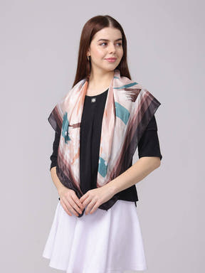 Peach and Teal Abstract Scarf