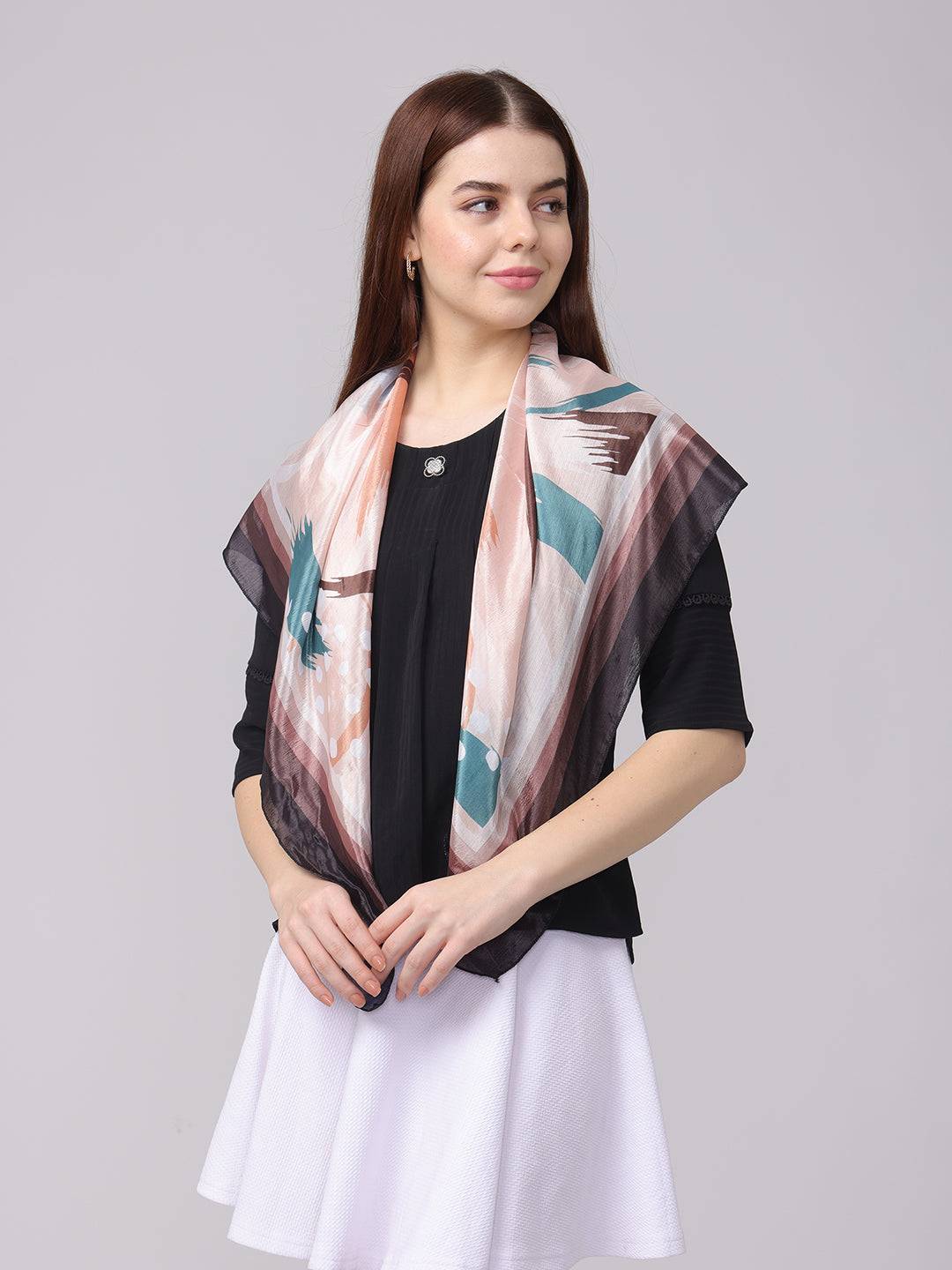Peach and Teal Abstract Scarf