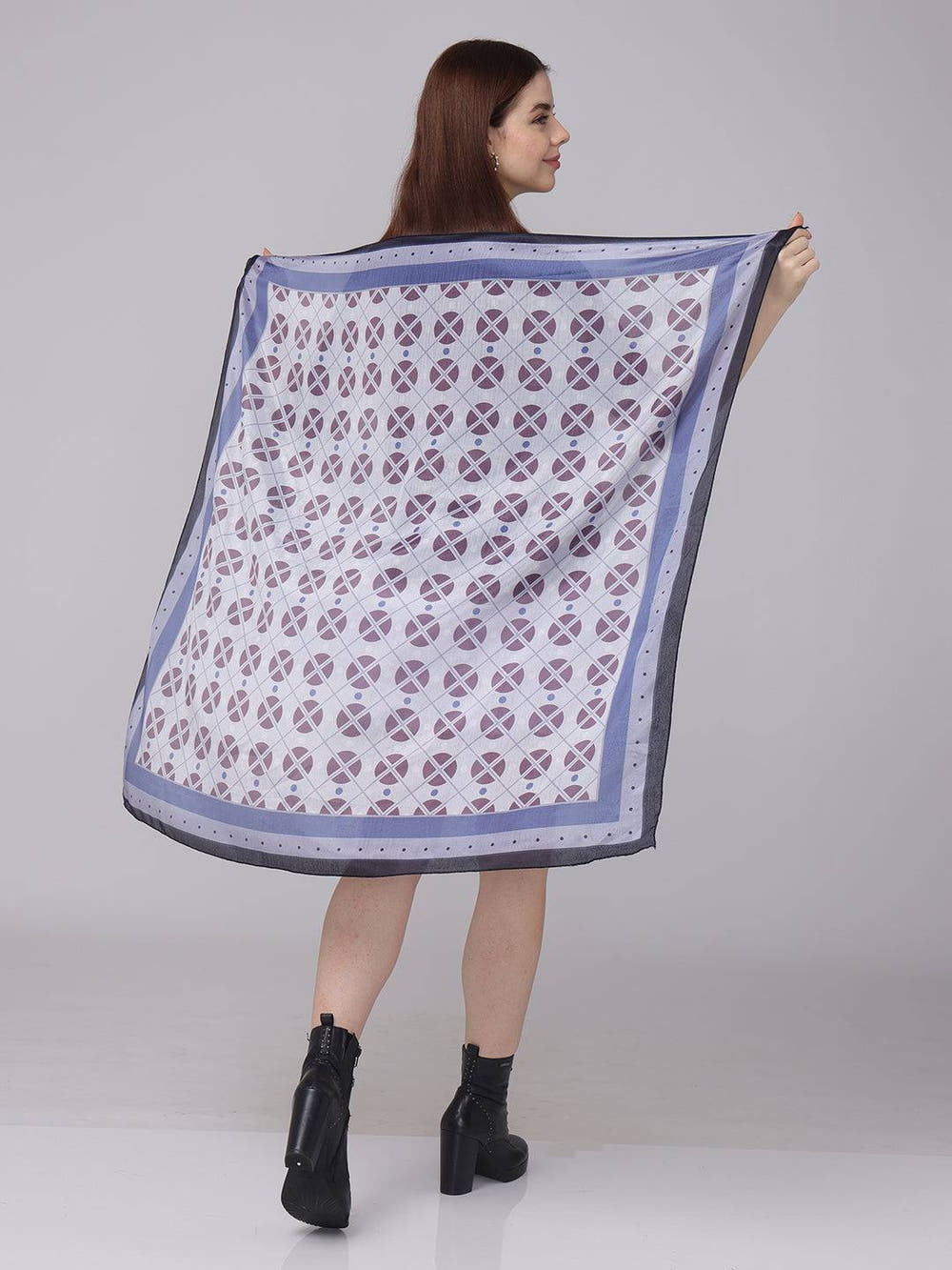 Poly Chiffon Geometric Scarf