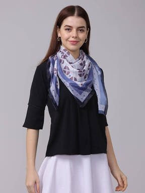 Poly Chiffon Geometric Scarf