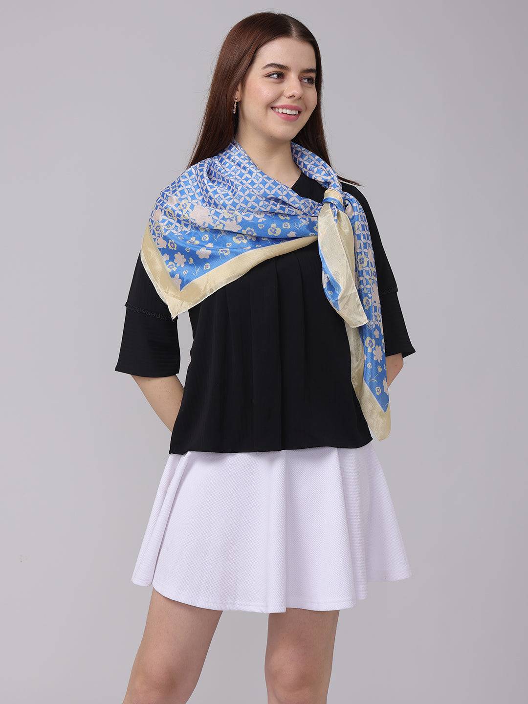 Vastranand Online Arctic Blue Chiffon Scarf Buy