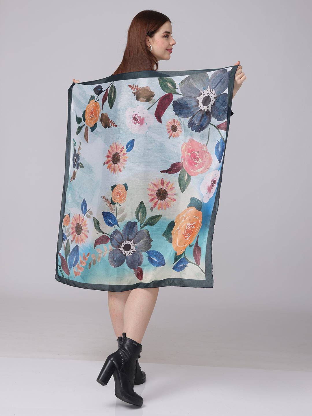 Columbia Blue Floral Scarf