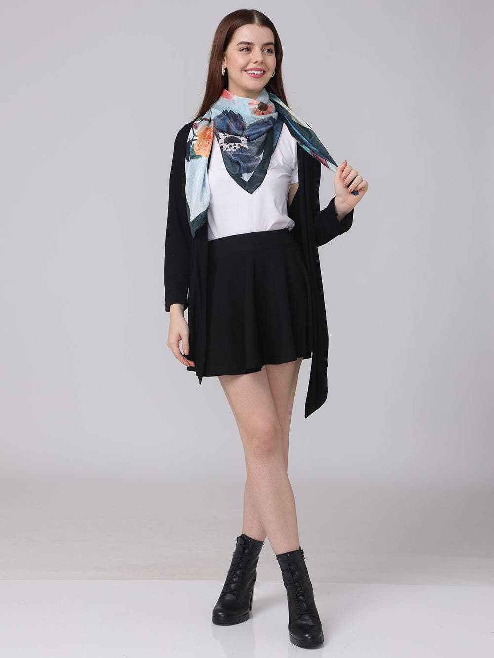 Columbia Blue Floral Scarf