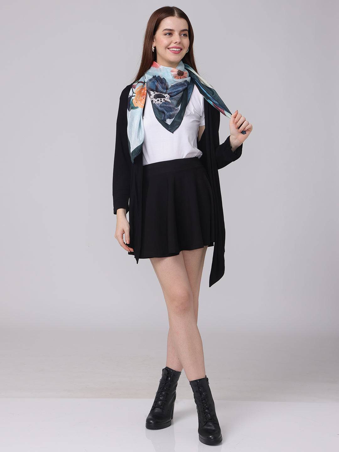 Columbia Blue Floral Scarf