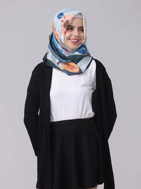 Columbia Blue Floral Scarf