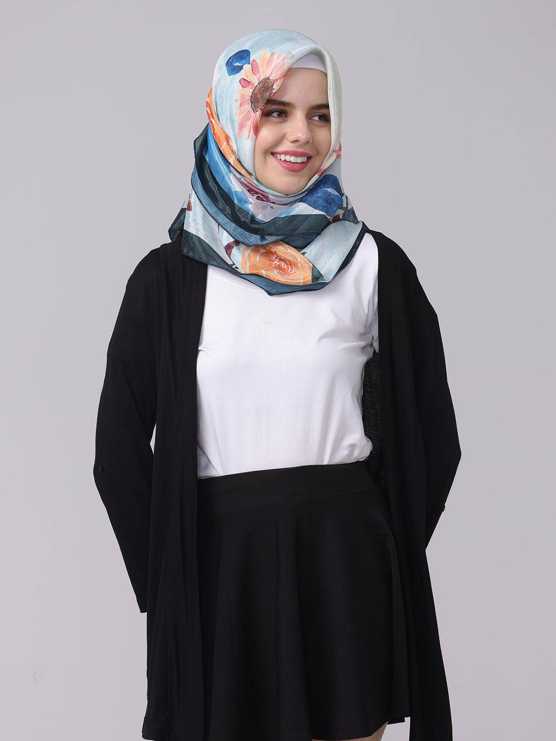 Columbia Blue Floral Scarf