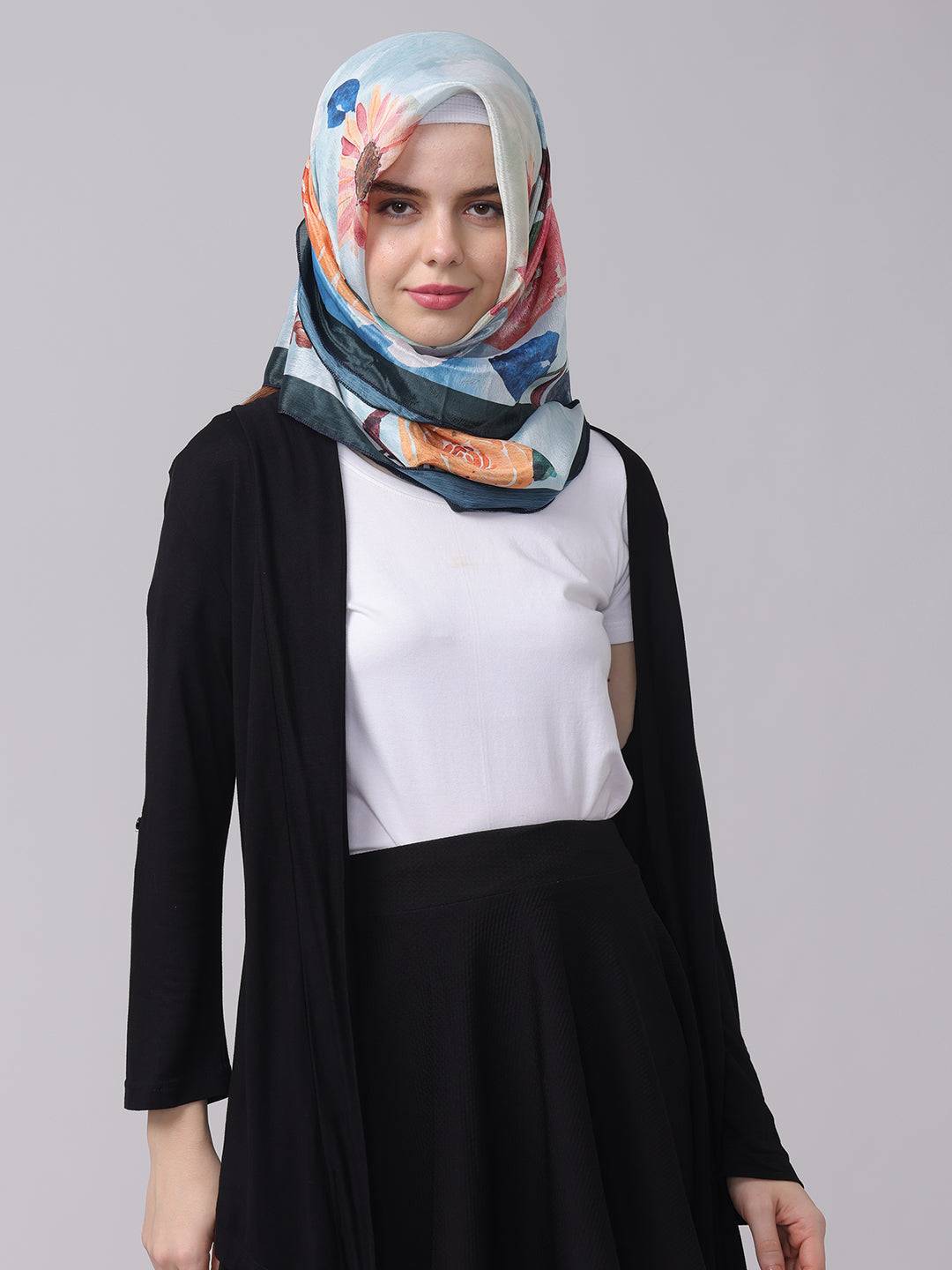 Columbia Blue Floral Scarf